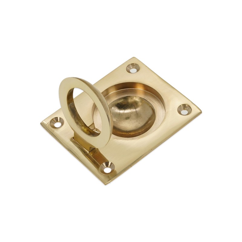 Infinity Decor Polished Brass Square Flush Pull Ring Handle 60mm