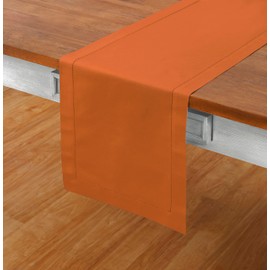 Solino Home Pumpkin Table Runner 90 Inches Long - Cotton Linen Hemstitch Dining Table Runner 14 x 90 Inch Ideal for Wedding, Parties