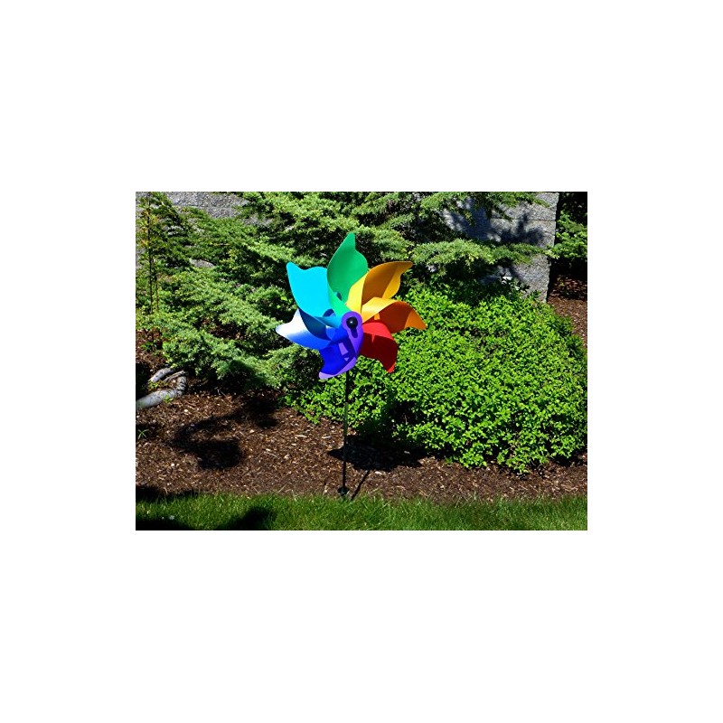 In the Breeze Pinwheel Spinner on Fiberglass Pole, Rainbow Poly