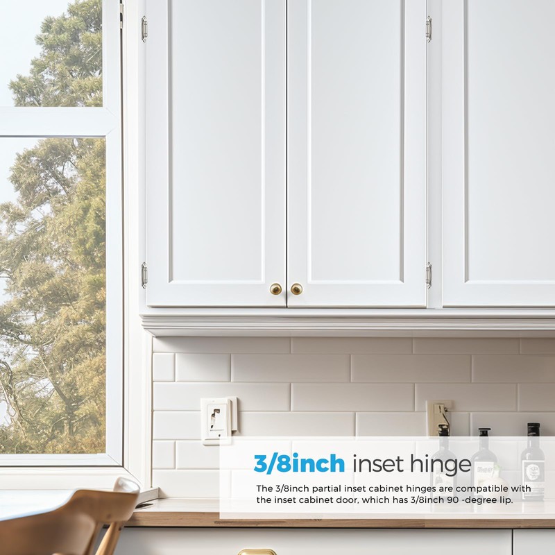 10 Pack (5 Pairs) 3/8 Inch Insert Kitchen Cabinet Hinges,
