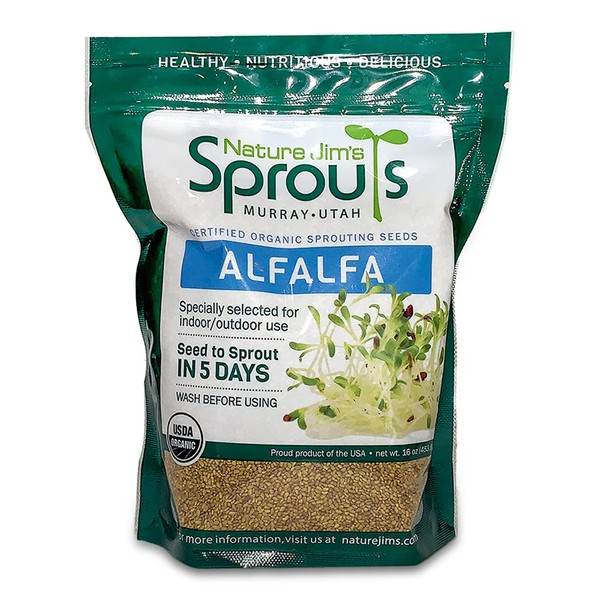 Nature Jims Sprouts alfalfa Seeds – 16 Oz Organic Sprouting
