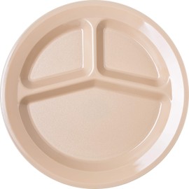 Carlisle FoodService Products Divided Plate with 3 Compartments for Home and Restaurant, Melamine, 11 Inches, Tan