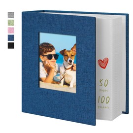 Yopih Photo Album 4x6 100 Pockets with Linen Cover Picture Albums for Family, Wedding, Baby, Photo Book Holds Vertical Pictures Blue