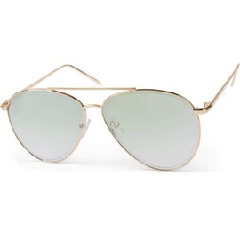 styleBREAKER 09020107 Women's Aviator Sunglasses with Glitter Highlights in Glass, Tinted Polycarbonate Lenses and Metal Frame, Aviator Glasses, Frame gold / glass green