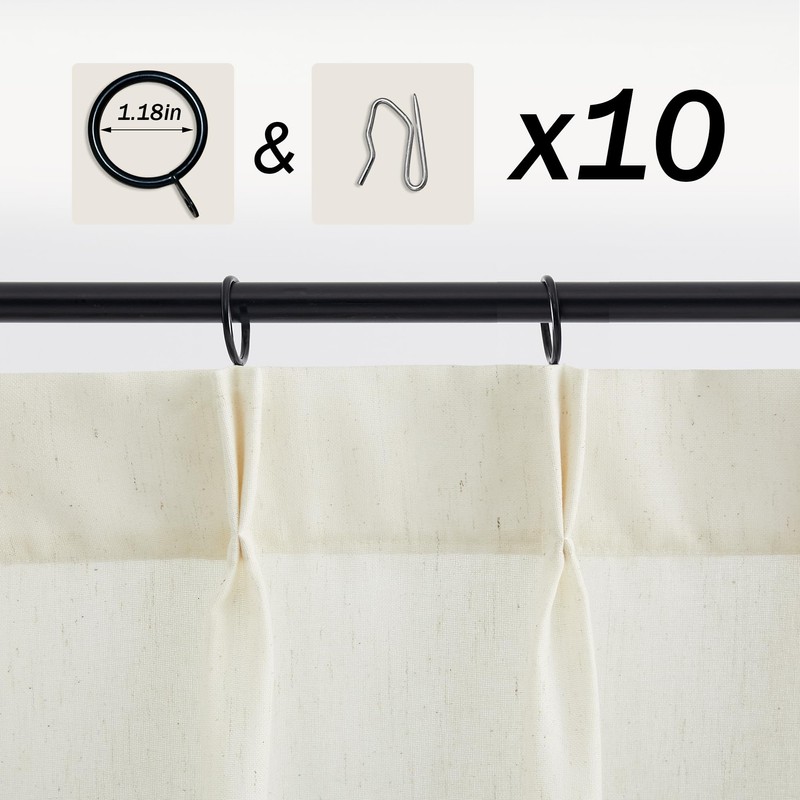 Natural Linen Kitchen Curtains 28 inch Length Pinch Pleat Cafe