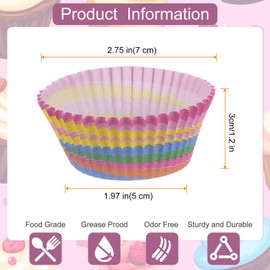 sourcing map 100 Count Cupcake Liners Rainbow Circle Cupcake Cups Standard Size Muffins Liners Papers Baking Cups Wrappers Greaseproof for Party Wedding Birthday