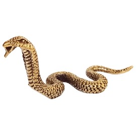 Purpledip Rare Miniature Brass Figurine King Cobra Nag Snake: Collectible Showpiece Statue With Fine Workmanship (12699A)