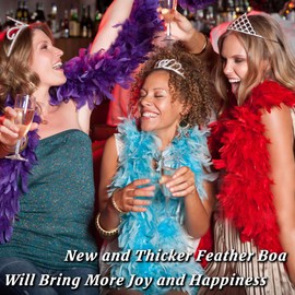 SOGUGOM Black with Gold Tinsel Boas - 35g 2 Yards Boa Feathers for Christmas Tree, Women,Dancing Craftting Party and Festival Decoration(Black Gold Tinsel)