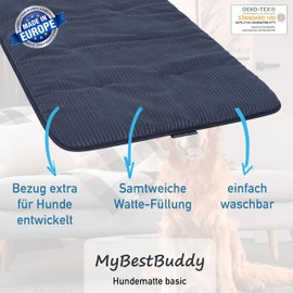 MyBestBuddy Hundematte grau Basic 90x70 cm L mit weichem Stoff extra für Haustiere - 40°C waschbar, allergikerfreundlich (100% Polyester) - Hundekissen BZW. Hundebett für große Hunde, 90 x 70 cm