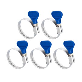 POWERTEC 70247 1-1/2 Inch Key Hose Clamps, Adjustable Stainless Steel Thumb Screw Hose Clamps for Dust Collection, PVC Tubing, Pipe Clamp, Worm Gear Clamp, 5 pack