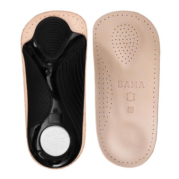 BAMA Premium Leather Footbed ¾, Orthopedic Insole Anatomically Shaped, Made
