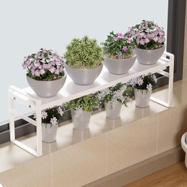 WOCHUANGSI 1pc Small Narrow Tall Shelf for Windowsill Kitchen Organizer Stackable Shelves Bathroom Sill Thin Shelves for Narrow Spaces Counter Top Racks (White, L13.8-23.6'' * W5.9'' * H7.5'')