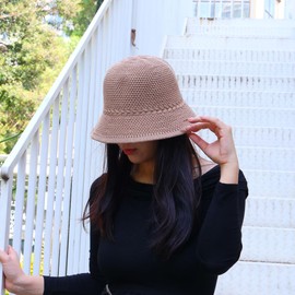 JJDreams Bucket Hat for Men and Women, Knitted Hats, Crochet Hat, Knitted Hats for Women, Summer Hat, Adjustable Fishing Hat, camel hair