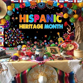 Avezano Hispanic Heritage Month Banner Hispanic Heritage Month Party Decoration Celebrating Hispanic Heritage Month Backdrop National Hispanic Heritage Month Decor Indoor Outdoor 70.8x43.3