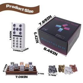 Wahartoly Mexican Train Dominoes Set with Wooden Hub, Racks & Metal Markers; 91 Colorful Tiles for 2-4 Players;Classic Board Game for Adults and Family