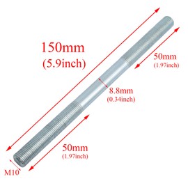 Meuey Lyot Bicycle axle 150mm /5.9 "Bicycle Multi-Speed Rear hub axle M10 Silver 26tpi Hub Conical Lock nut Washer Kit 1pcs (M10*150mm)