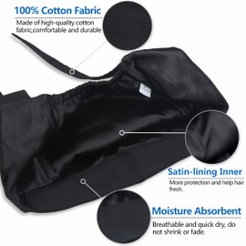 IRIS CRAFT Adjustable Working Cap with Button, Satin-Lined Cotton Working Hat Sweatband, Double Layer Elastic Bandage Tie Back Hats for Women & Men, One Size, 2 Pack: Black*2