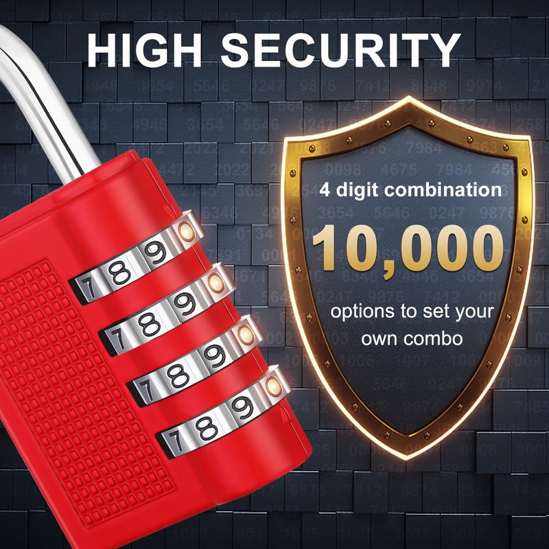 ZHEGE Combination Padlocks with Code, 4 Dial Number Padlock for