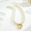 JIAOGE White Beaded Necklaces for Women, Heart Statement Chunky Necklace