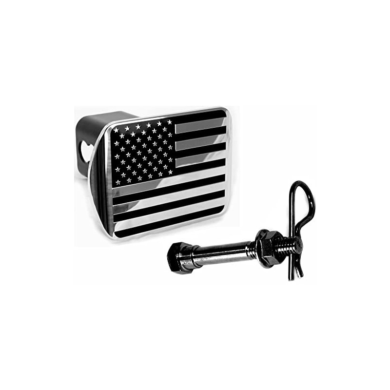 American Black Flag Metal Hitch Cover (Fit 2" Receiver, Black
