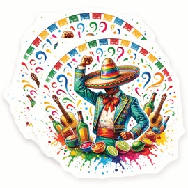 Fiesta Magnets - Cinco de Mayo Decor - Mexican Party - Colorful Sombrero - 2 Pack - 5" Wide Design - Sticks to Fridges, Lockers, Toolboxes & More - Made in USA - AQM0612