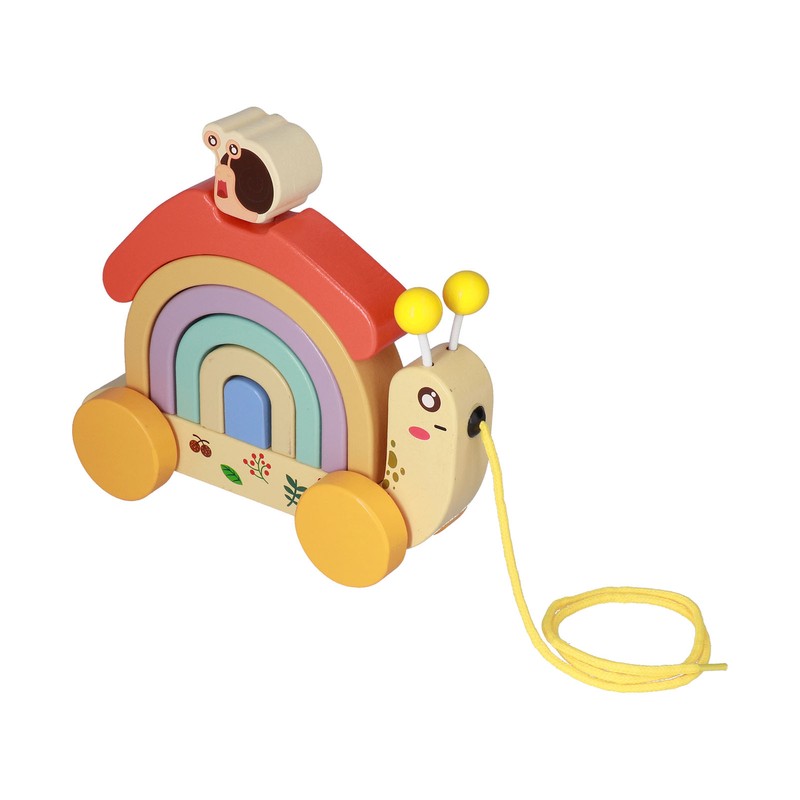 Beech Wooden Baby Pull Along Toy WalkALong Snails Toddler for
