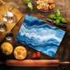 Light Dark Blue With White Marble Kitchen Glass Cutting Board