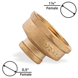 Reducing Coupling 1/2" Female x 1 ¼” Female - Brass Coupling 0,5 inch x 1¼ inch Female -Lead Free Brass Pipe Fitting
