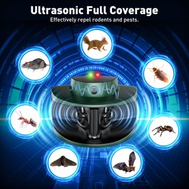 2025 Upgraded Rodent Repellent Ultrasonic Plug in, Ultrasonic Pest Repeller for Spider, Cockroach & Ant, Mice Repellent Indoor for Attic, Garage & Home, Pet & Human Safe(USB Cable Included, No Plug)