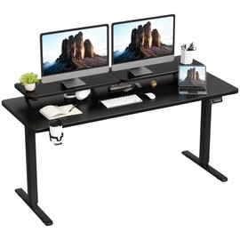 JUMMICO Electric Standing Desk, Adjustable Height Desk 63 x 24 Inch with Monitor Stand, Home Office Computer Desk (Black)