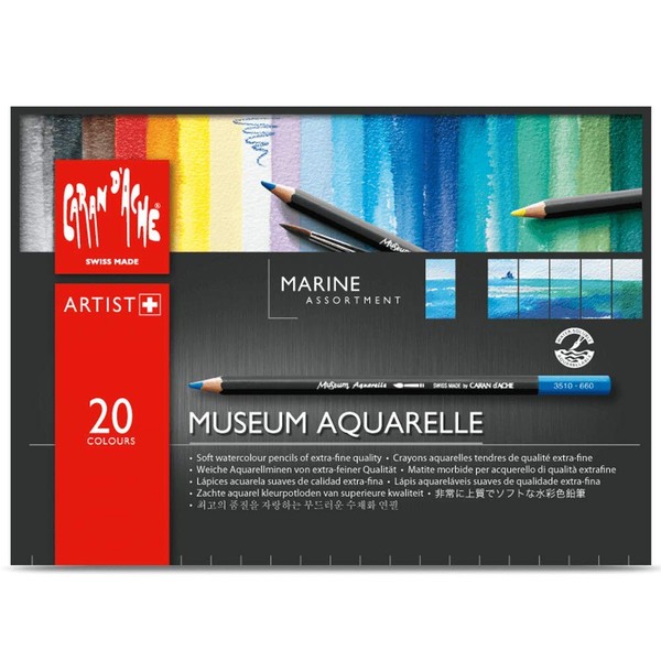 Caran D'ache Museum Aquarelle Pencil Sets Marine set of 20 colours (3510.920)