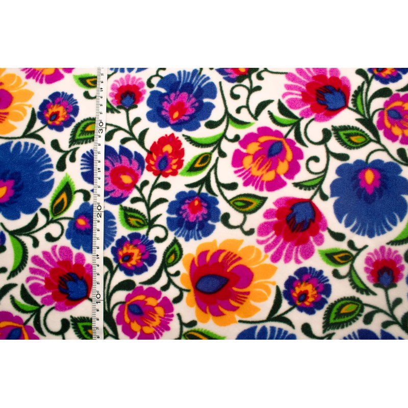 Polar Fleece DTY Printed Fabric (250 g), Lowicz Pattern, Folk