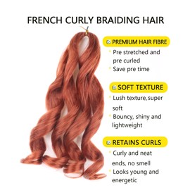 Ginger Braiding Hair Pre Stretched 8 Inch Short Bob French Curly Braiding Hair with Curly Ends 8 Packs french Curl Braids Hair Extensions (8 Inch,350)