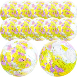 16 inches Inflatable Globe Blow up World Globe PVC Earth Beach Ball Globe Toys for Kids Swimming Pool Game Classroom Playing or Teaching Party Favors Decorations (12)