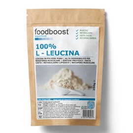 L - Leucina pura in polvere 250 g foodboost - senza additivi - con dosatore - per massa muscolare,dieta chetogenica, marchio di fiducia italiano, pre workout - 100 DOSI