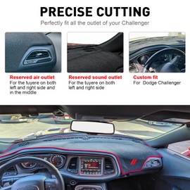 REMOCH Dash Cover for Dodge Challenger Accessories 2015-2022 2023 2024 Dashboard Cover Mat Sunshade No Glare UV Rays Protector Nonslip Interior Pad (Red)