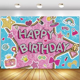 5x3ft Pink Blue Sequin Surprise Birthday Party Backdrop Bday Photography for Baby Shower Boy Girls Happy Birthday Party Decorations Photo Booth Banner