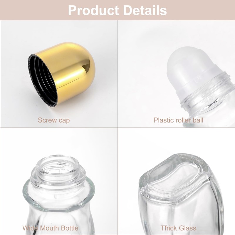 Kesell 2Pcs 50 ml Clear Roll On Bottles Roller Ball