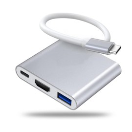 USB Type C HDMI Adapter Type 4K Resolution HDMI Port + typeC High Speed PD Charging Port + USB 3.0100W High Speed Port 3-in-1 Converter for MacBook Pro/Mac Air/Mac Mini/USB-C Devices (Silver)