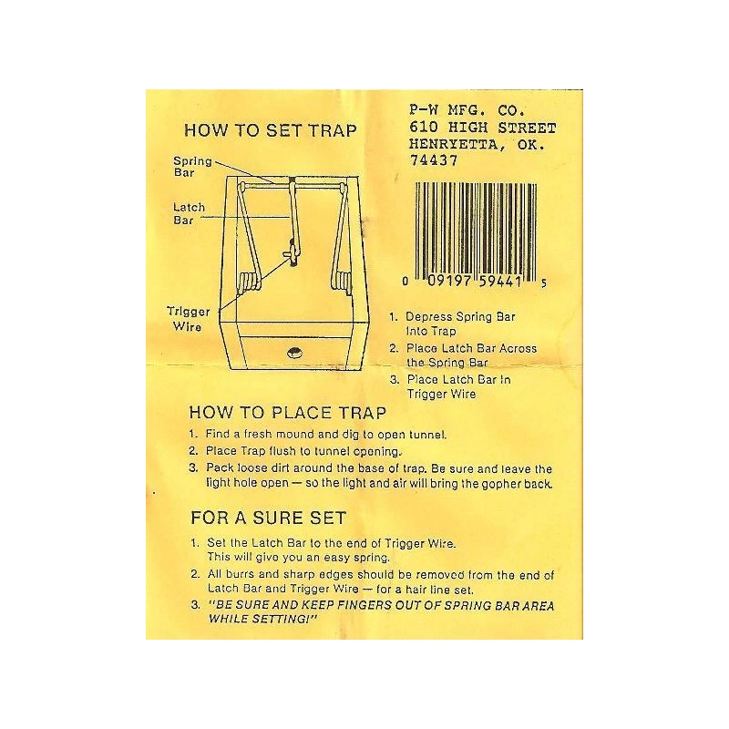 Death Klutch Wood Gopher Trap - Model DK-2 for Trapping