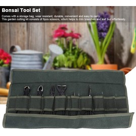 Fdit Professional Bonsai Tool Kit 7 PCS Stainless Steel Scissor Shear Cutter Wire Pliers Set for Leaf Tree Bud Root Trimming Gardening Tools with Roll Bag