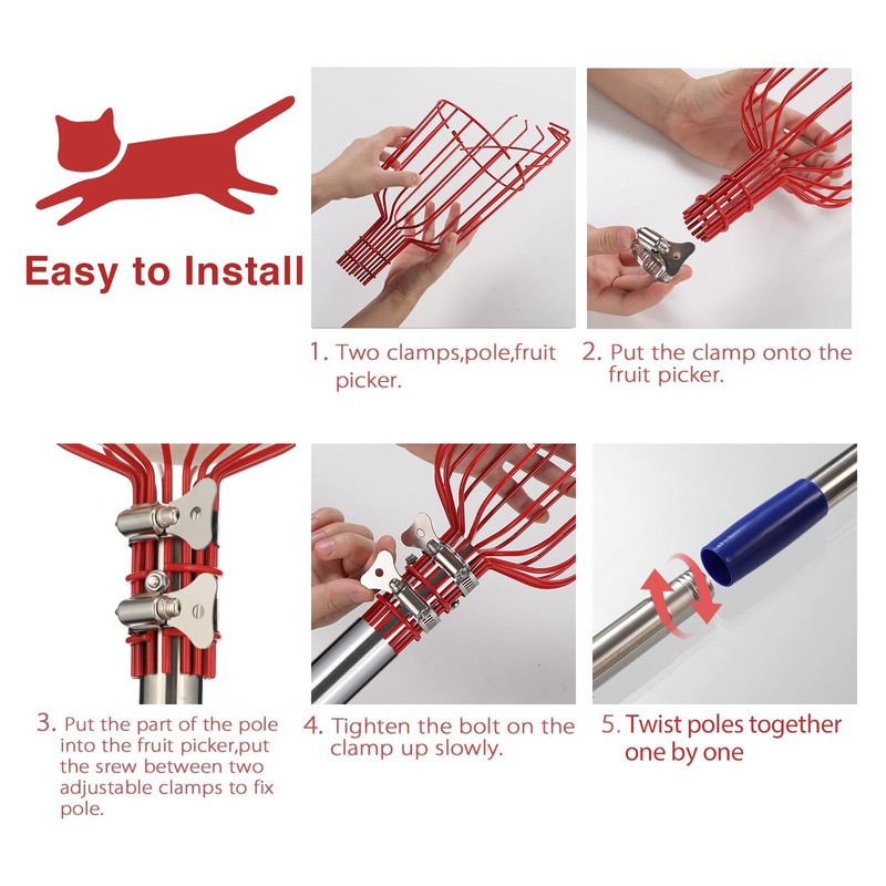 DonSail Pomelo Fruit Picker Pole Tool with Basket Telescoping Long