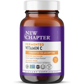 New Chapter Fermented Vitamin C + Elderberry, ONE Daily for Immune Support & Collagen Protection, Made with Organic Herbs, Certified Vegan, Gluten Fre