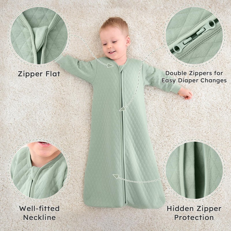 Yoofoss Baby Sleep Sack 0-6 Months 1.0 Tog Long Sleeve