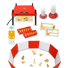 Tofcbye Remote-Controlled Heated Brooder Box for Chicks Starter Kit, Including Remote Controlled Chicken Brooder Heating Plate, Chick Perch, Flip Top Poultry Feeder, Chick Feeder, Water Fountain