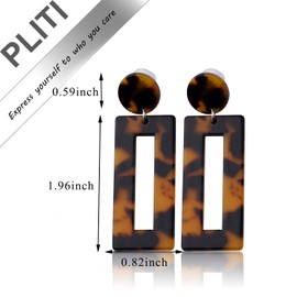 PLITI Tortoise Shell Resin Hoop Earrings Bohemian Statement Acrylic Earrings Dangle Stud Earrings Ear Drops (Rectangle earrings CA)