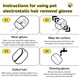 Lmuwecno 2PCS Pet Hair Removal Glove Reusable Anti Static Pet Fur Remover Glove for Furniture Clothes Bedding and More for Dogs and Cats Multi Surface Hair Cleaner Tool