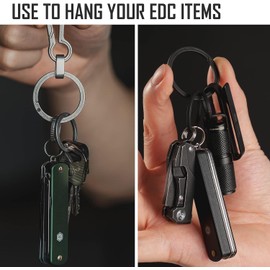 Titanium Key Ring Set, Split Ring with Side Print, Easy Access to Keys, Carabiners, Torches, ID Tag (KA12BK), Silvery