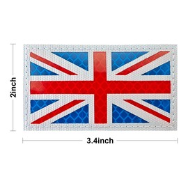 J.CARP 2Pcs Reflective British Union Jack Patch Tactical United Kingdom Flag Patches Hook and Loop Applique for Military Uniform Tactical Bag Jacket Jeans Hat, Blue