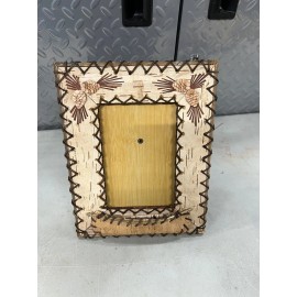 Birch Bark Picture Frame 5x7 Canoe, Pine cones BWCA